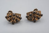 14K Rose Gold Sheen Obsidian Screw Back Earrings 6.4 Grams
