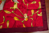 Hermes Paris France “Neige D’Antan” Christmas Berries Red Jacquard Silk Scarf