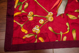 Hermes Paris France “Neige D’Antan” Christmas Berries Red Jacquard Silk Scarf