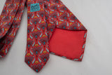 Hermes Paris France Orange/Red Dolphin Silk Tie