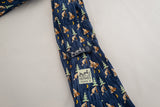 Hermes Paris France Blue Beavers Silk Tie