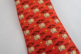 Hermes Paris France Orange/Red Hippo Silk Tie