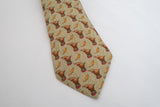 Hermes Paris France Green Elephant and Mouse Silk Tie