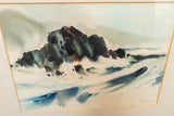Robert Uecker Watercolor Seascape of Rocks and Waves