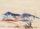 Robert Uecker Watercolor of Mountains and Dessert