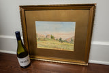Antique Italian Countryside Watercolor in Gold Gilt Frame