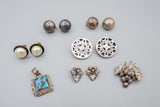 Sterling Silver Earring Lot of 5, One Mexican Sterling Pin, and 1 Sterling Pendant