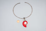 Handmade Sterling Silver Choker Necklace with Red Inlay Shell (As Is)