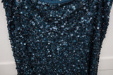 St John Couture Blue Sequin Beaded Skirt Size 14