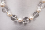 Zoe B 14K Yellow Gold Clear Faceted Quartz Crystal and Pearl Necklace