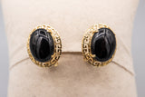 14K Black Onyx Large Greek Key Earrings